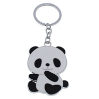 Enamel Zinc Alloy Key Chain, Panda, platinum color plated, nickel, lead & cadmium free 115mm Approx 26mm Approx 4.5 Inch 