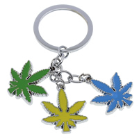 Enamel Zinc Alloy Key Chain, Marijuana Leaf, platinum color plated, nickel, lead & cadmium free 90mm Approx 26mm Approx 3.5 Inch 