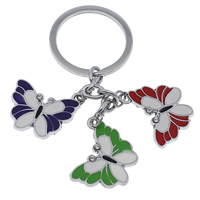 Enamel Zinc Alloy Key Chain, Butterfly, platinum color plated, with rhinestone, nickel, lead & cadmium free 96mm Approx 26mm Approx 3.7 Inch 
