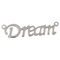 Letter Stainless Steel Connector, word dream, 1/1 loop, original color Approx 1mm 