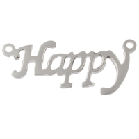 Letter Stainless Steel Connector, word happy, 1/1 loop, original color Approx 1mm 