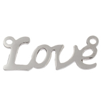 Letter Stainless Steel Connector, word love, 1/1 loop, original color Approx 1mm 