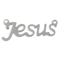 Letter Stainless Steel Connector, word Jesus, 1/1 loop, original color Approx 1mm 