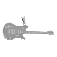 Stainless Steel Musical Instrument and Note Pendant, Guitar, original color Approx 