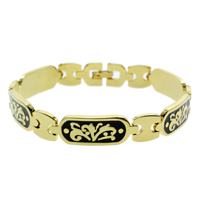 Brass Bracelets, gold color plated, enamel, nickel, lead & cadmium free  Approx 8 Inch 