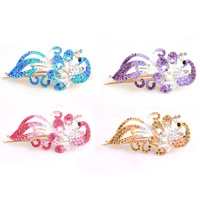 Alligator Hair Clip, Zinc Alloy, Peacock, gold color plated, enamel & with rhinestone, mixed colors, nickel, lead & cadmium free 
