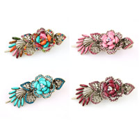 Alligator Hair Clip, Zinc Alloy, with Resin, Flower, plated, faceted & with rhinestone, mixed colors, nickel, lead & cadmium free 