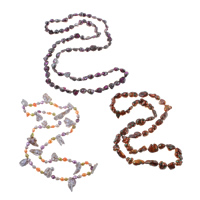 Пресноводных жемчужное ожерелье, Пресноводные жемчуги, с Ракушка, разнообразный & однонитевая, 4-35mm, длина:Приблизительно 12.5-52 дюймовый, 30пряди/Лот, продается Лот