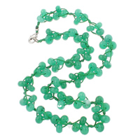 Зеленый агат ожерелье, зеленый агат, с Нейлоновый шнурок, цинковый сплав Замок-карабин, Круглая форма длина:Приблизительно 19.5 дюймовый, продается Strand