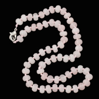 Rose Quartz Necklace, with Nylon Cord, zinc alloy lobster clasp, Rondelle Approx 18 Inch 