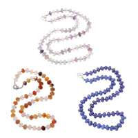 Gemstone Necklaces, Mixed Material, with Nylon Cord, zinc alloy lobster clasp, mixed Approx 17-19 Inch 