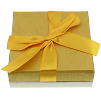 Cardboard Necklace Box, with Satin Ribbon, Square, yellow 