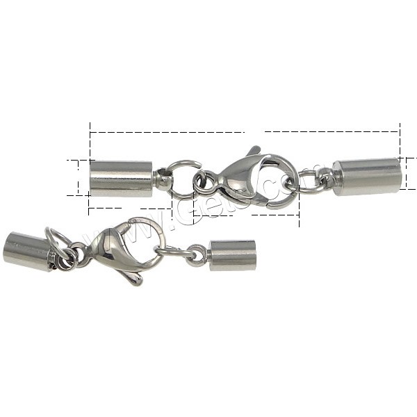 Garra cuerda pulseras acero inoxidable, diverso tamaño para la opción & con tapa, color original, Vendido por UD
