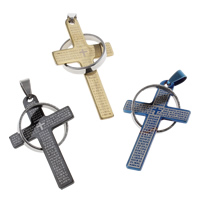 Stainless Steel Cross Pendants, Wrapped Cross, plated, Christian Jewelry & with letter pattern Approx 