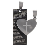 Stainless Steel Couple Pendant, plated, Christian Jewelry & with letter pattern & for couple & two tone Approx 