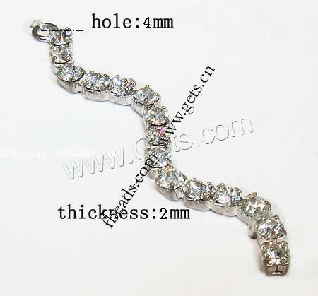 Zinc Alloy Rhinestone Pendants, plated, with rhinestone, more colors for choice, cadmium free, 32.5x5x2mm, Hole:Approx 4mm, Sold By PC