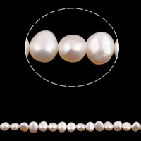 Baroque Cultured Freshwater Pearl Beads, natural, white, 7-8mm Approx 0.8mm Approx 15.7 Inch 
