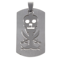 Stainless Steel Pendants, Rectangle, with skull pattern, original color Approx 
