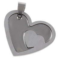 Colgantes del corazón de acero inoxidable, color original, 30x26x1.5mm, agujero:aproximado 5x9mm, Vendido por UD