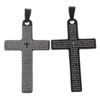 Edelstahl Kreuz Anhänger, plattiert, Christ/ Christin Schmuck & mit Brief Muster, keine, 30x52x1.5mm, Bohrung:ca. 4x8mm, verkauft von PC
