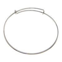 Adjustable Wire Bangle, Brass, platinum color plated, 1.5mm, Inner Approx 68mm Approx 8.5 Inch 