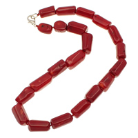 Natural Coral Necklace, brass lobster clasp, red Approx 16.5 Inch 