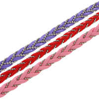 Cuerda de PU, Cuero de PU, con cadena de hierro, chapado en color de platina, trenzado, más colores para la opción, 7x3mm, Vendido por m