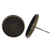 Brass Earring Stud Component, Flat Round, plated 0.8mm, Inner Approx 16mm 