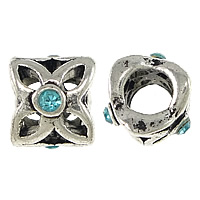 Rhinestone Zinc Alloy European Beads, Flower, plated, without troll & with rhinestone & hollow Approx 5mm 