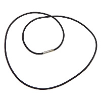 Теплые шнур ожерелья, Шнур из натуральной кожи, цинковый сплав Замочек 'штык', Платиновое покрытие платиновым цвет, черный, 2mm длина:Приблизительно 20 дюймовый, продается Strand