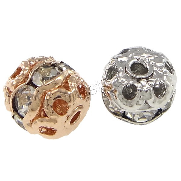 Rhinestone Brass Beads, metal, Tambor, chapado, con diamantes de imitación, más colores para la opción, 6x6mm, agujero:aproximado 1mm, Vendido por UD