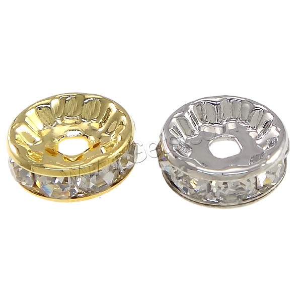 Rondelle Rhinestone Spacer, Brass, plated, different size for choice & with rhinestone, more colors for choice, Sold By PC