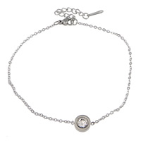 Stainless Steel Chain Bracelets, with 1Inch extender chain, plated, oval chain & with rhinestone 1.5mm Approx 7.5 Inch 