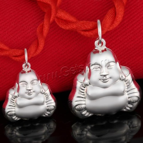 990 Sterling Silver, Buddha, different size for choice, Hole:Approx 3-5mm, Sold By PC