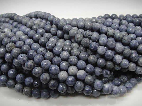 Natürliche Korallen Perlen, rund, verschiedene Größen vorhanden, blau, Bohrung:ca. 1-2mm, Länge:ca. 16 ZollInch, verkauft von Strang