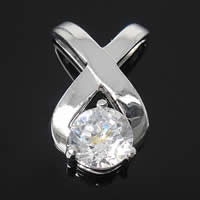 Cubic Zirconia Brass Pendants, platinum plated, with cubic zirconia & faceted, clear Approx 