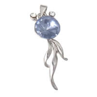 Cubic Zirconia Brass Pendants, Goldfish, platinum plated, with cubic zirconia & faceted, Lt Sapphire Approx 