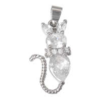 Cubic Zirconia Brass Pendants, Animal, platinum plated, with cubic zirconia & faceted, clear Approx 
