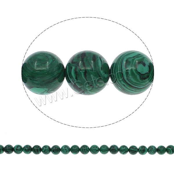Synthetische Malachit Perlen, rund, verschiedene Größen vorhanden, Bohrung:ca. 1mm, Länge:ca. 15 ZollInch, verkauft von Strang
