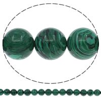 Synthetische Malachit Perlen, rund, verschiedene Größen vorhanden, Bohrung:ca. 1mm, Länge:ca. 15 ZollInch, verkauft von Strang
