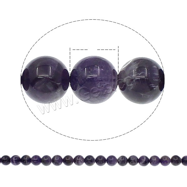 天然紫水晶のビーズ, アメジスト, ラウンド形, 2 月誕生石 & 異なるサイズの選択, 穴:約 1mm, 長さ:約 15.7 インチ, 売り手 ストランド