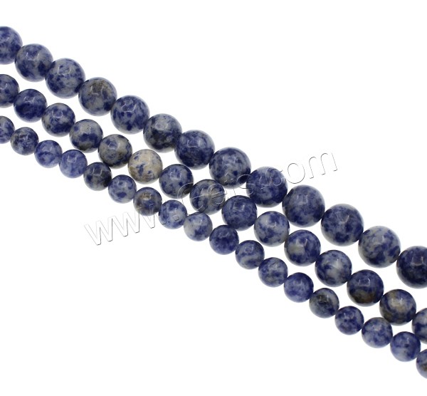 Perles tache bleu et blanc, Tache bleue, Rond, naturel, Trou:Environ 1mm, Longueur:Environ 15.7 pouce, Vendu par brin
