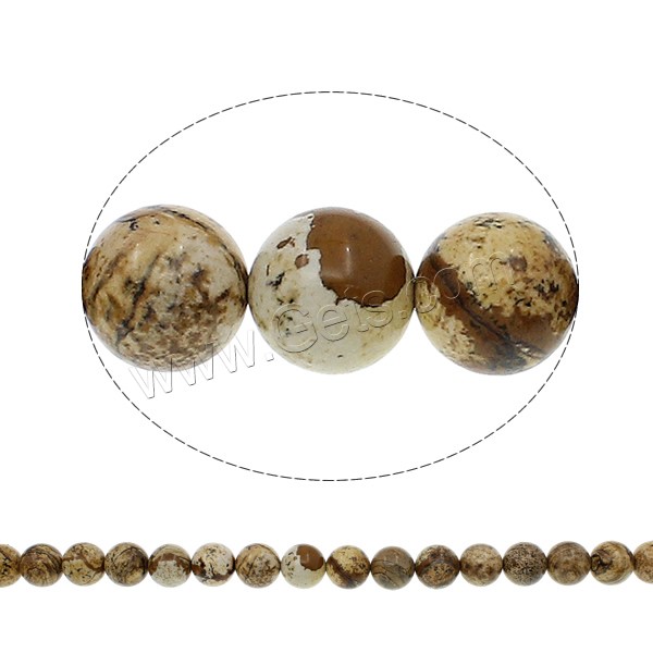 Natural Tree Agate Beads, Picture Jasper, Round, different size for choice, Hole:Approx 1mm, Length:Approx 15.7 Inch, Sold By Strand