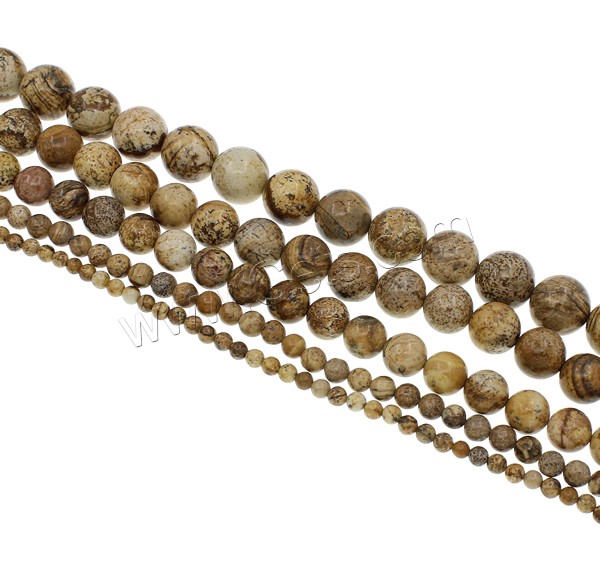 Natürlichen Baum-Achat-Perlen, Bild Jaspis, rund, verschiedene Größen vorhanden, Bohrung:ca. 1mm, Länge:ca. 15.7 ZollInch, verkauft von Strang