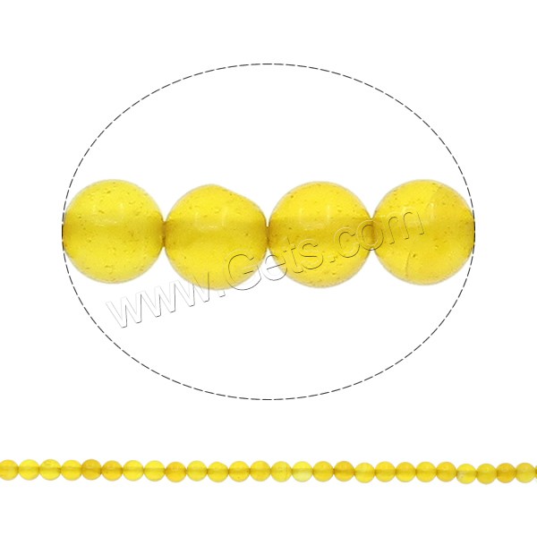 Perle Agate jaune naturelle, Rond, normes différentes pour le choix, Trou:Environ 1mm, Longueur:Environ 15.7 pouce, Vendu par brin