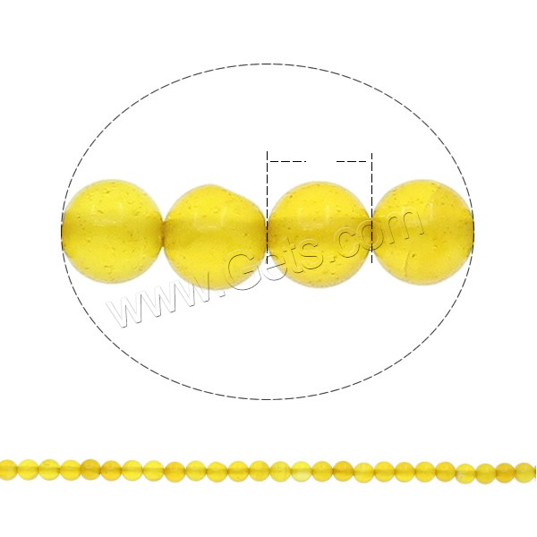 Perle Agate jaune naturelle, Rond, normes différentes pour le choix, Trou:Environ 1mm, Longueur:Environ 15.7 pouce, Vendu par brin