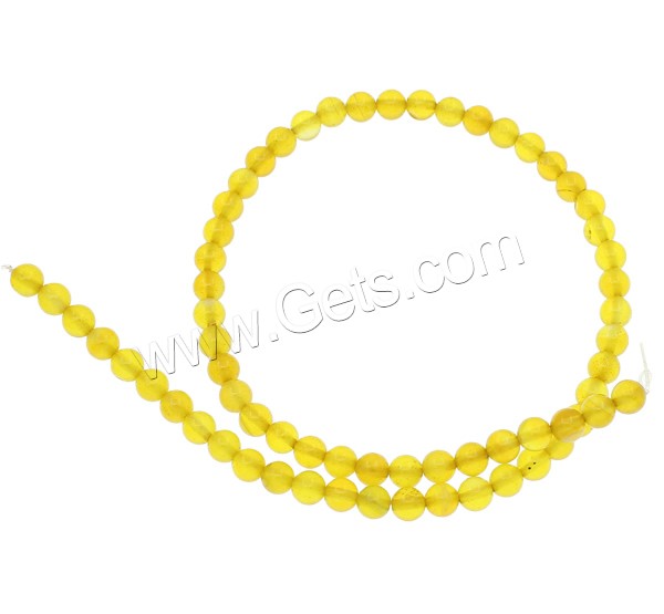 Natürliche gelbe Achat Perlen, Gelber Achat, rund, verschiedene Größen vorhanden, Bohrung:ca. 1mm, Länge:ca. 15.7 ZollInch, verkauft von Strang