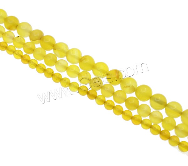 Natürliche gelbe Achat Perlen, Gelber Achat, rund, verschiedene Größen vorhanden, Bohrung:ca. 1mm, Länge:ca. 15.7 ZollInch, verkauft von Strang