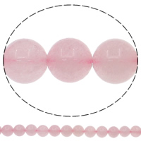 Abalorio De Cuarzo Rosa Natural, cuarzo rosado, Esférico, diverso tamaño para la opción, agujero:aproximado 1mm, longitud:aproximado 15.7 Inch, Vendido por Sarta