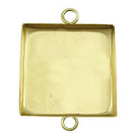 Brass Connector Setting, Square, plated, 1/1 loop Approx 2mm, Inner Approx 